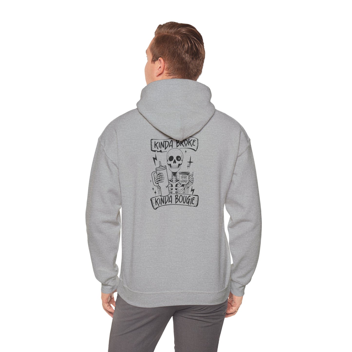Kinda Broke Kinda Bougie - Black Lettering - Unisex Heavy Blend™ Hooded Sweatshirt
