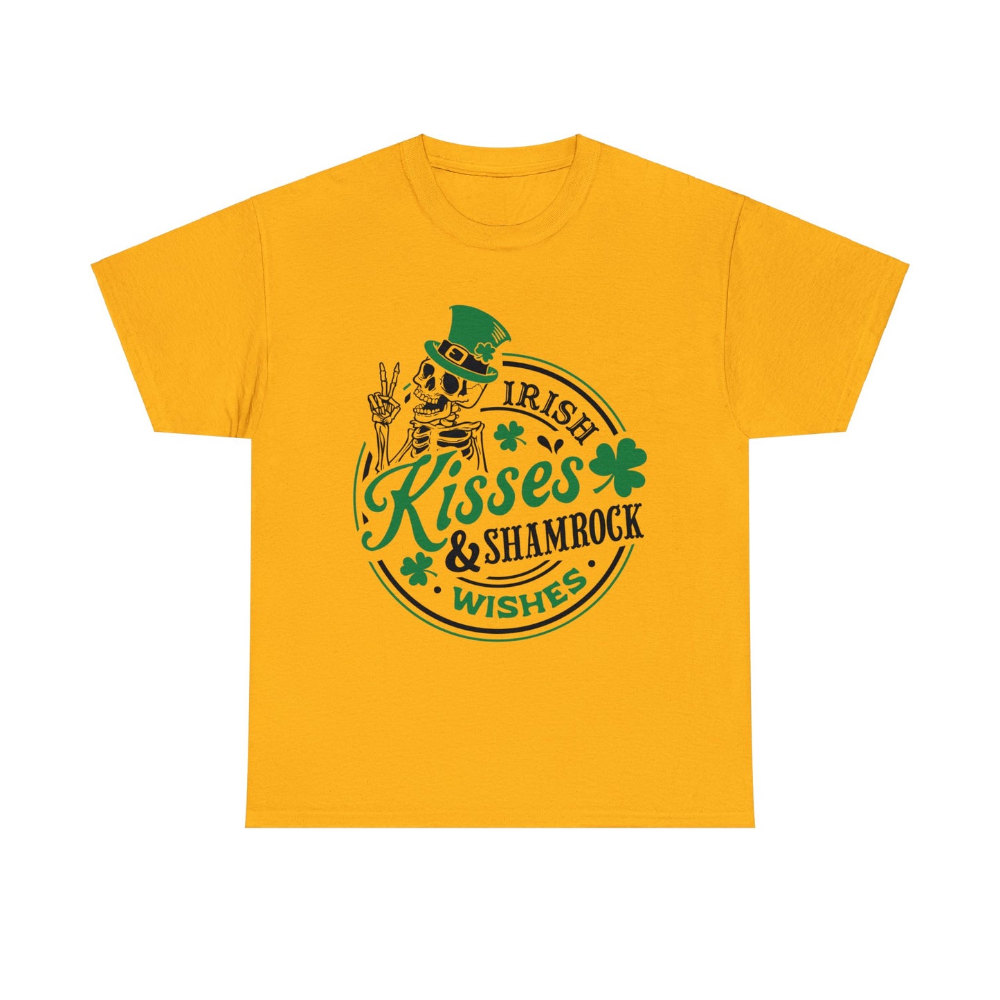 Irish Kisses & Shamrock Wishes - Unisex Heavy Cotton Tee