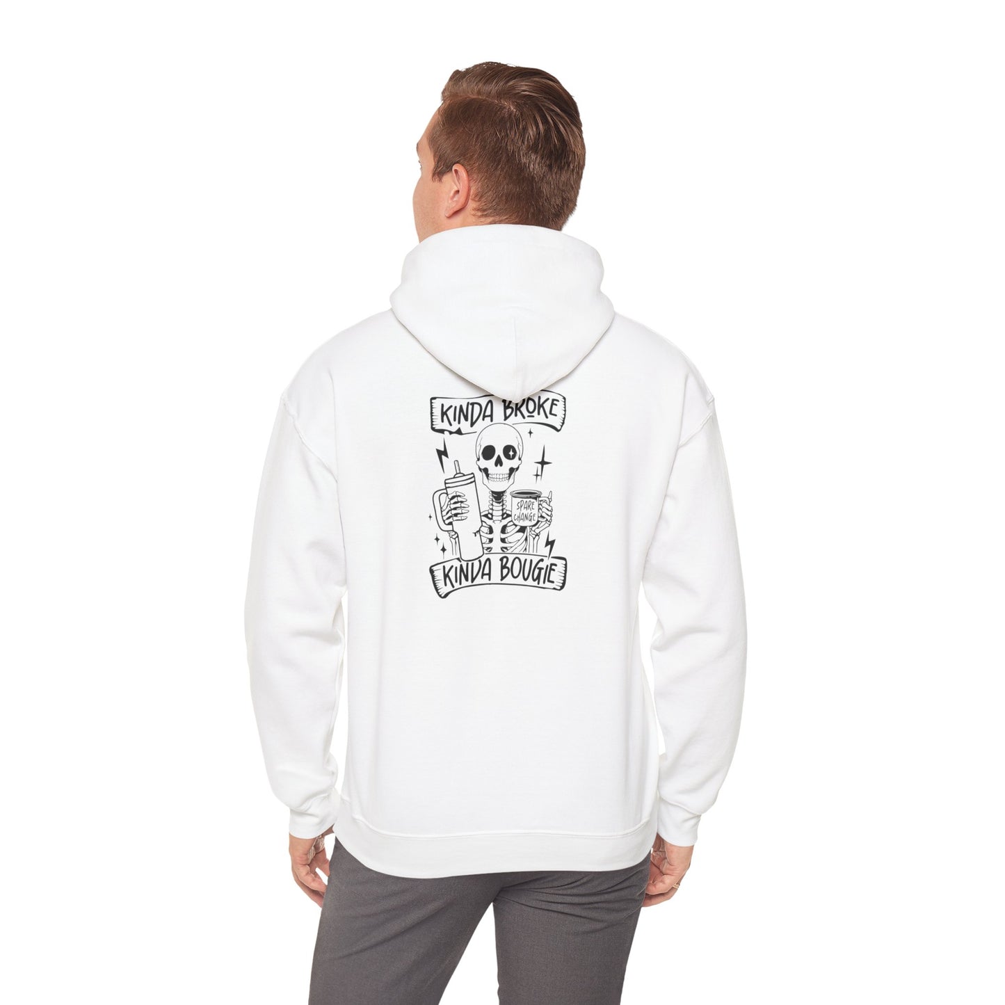 Kinda Broke Kinda Bougie - Black Lettering - Unisex Heavy Blend™ Hooded Sweatshirt