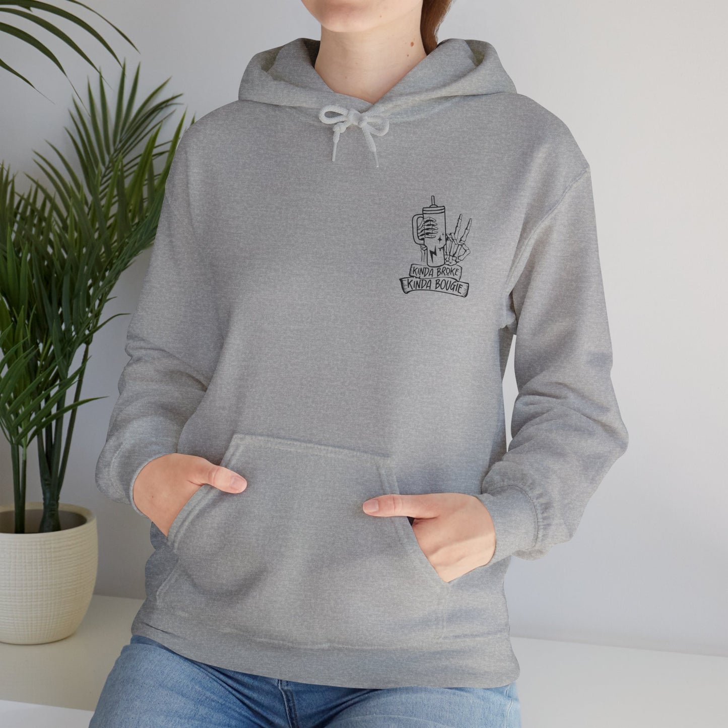 Kinda Broke Kinda Bougie - Black Lettering - Unisex Heavy Blend™ Hooded Sweatshirt