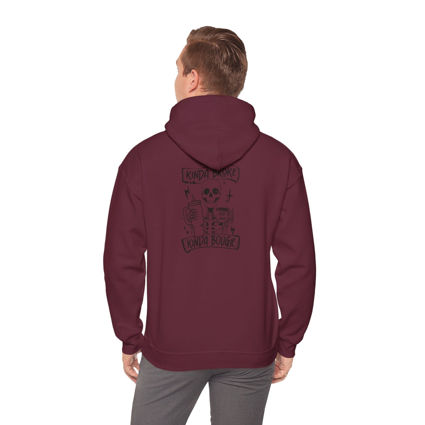 Kinda Broke Kinda Bougie - Black Lettering - Unisex Heavy Blend™ Hooded Sweatshirt