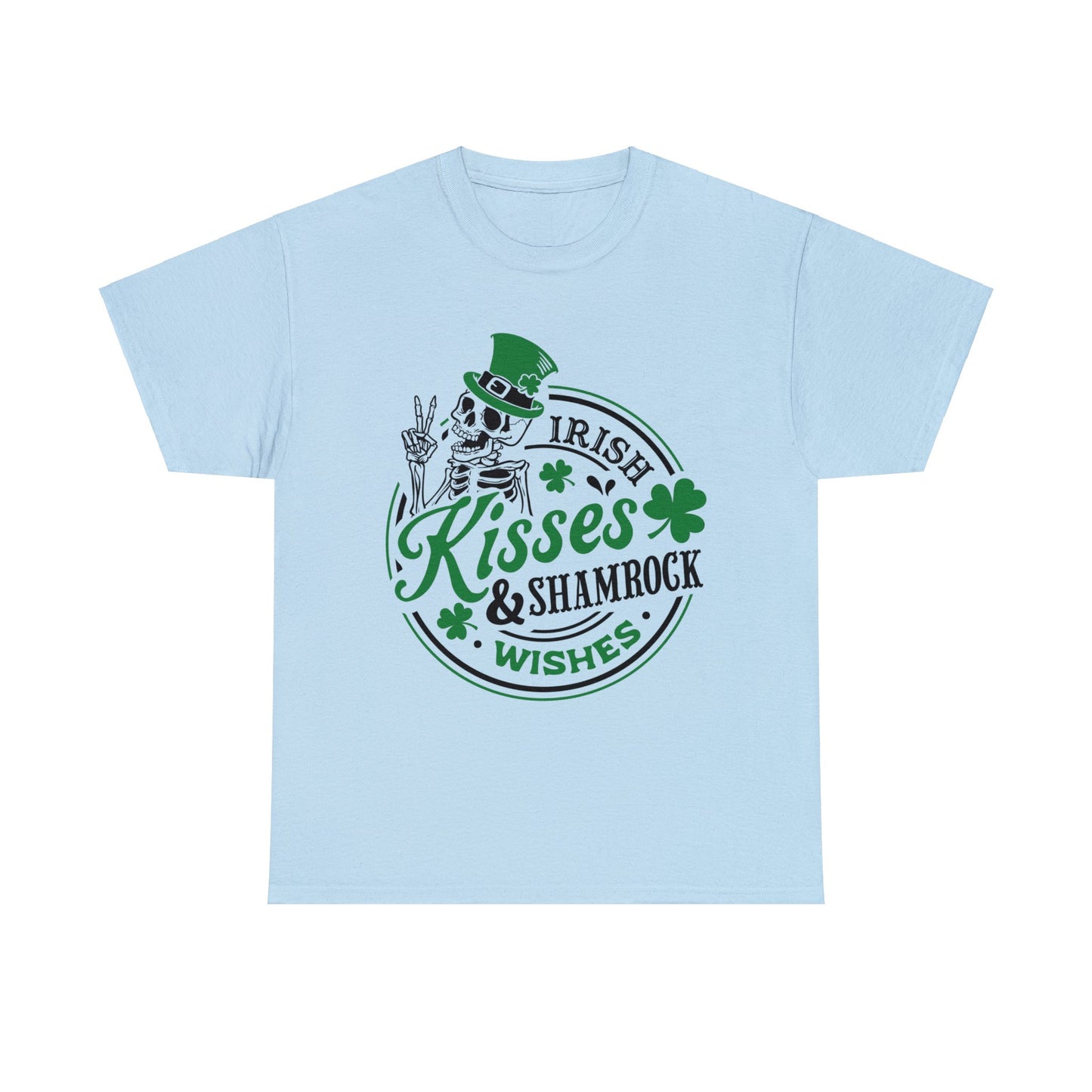 Irish Kisses & Shamrock Wishes - Unisex Heavy Cotton Tee