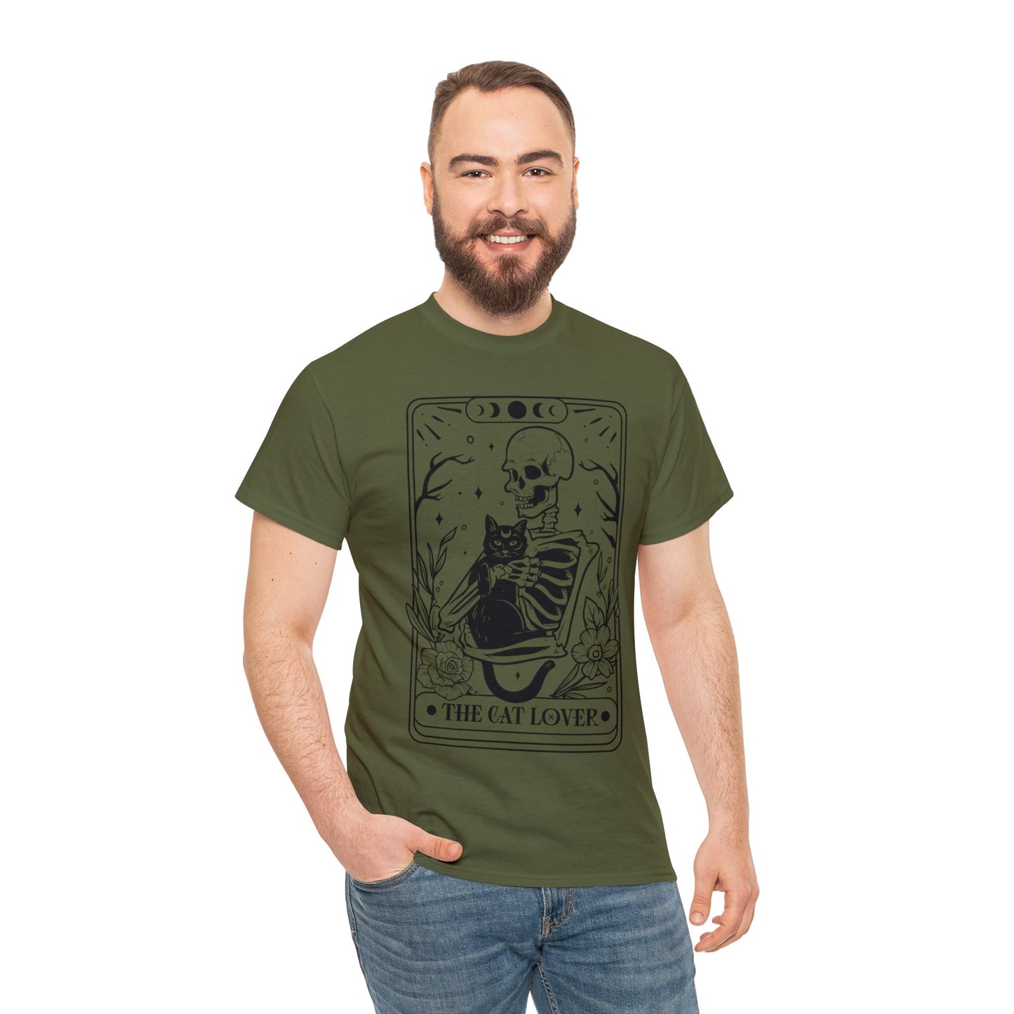 Cat Lover Skeleton - Unisex Heavy Cotton Tee