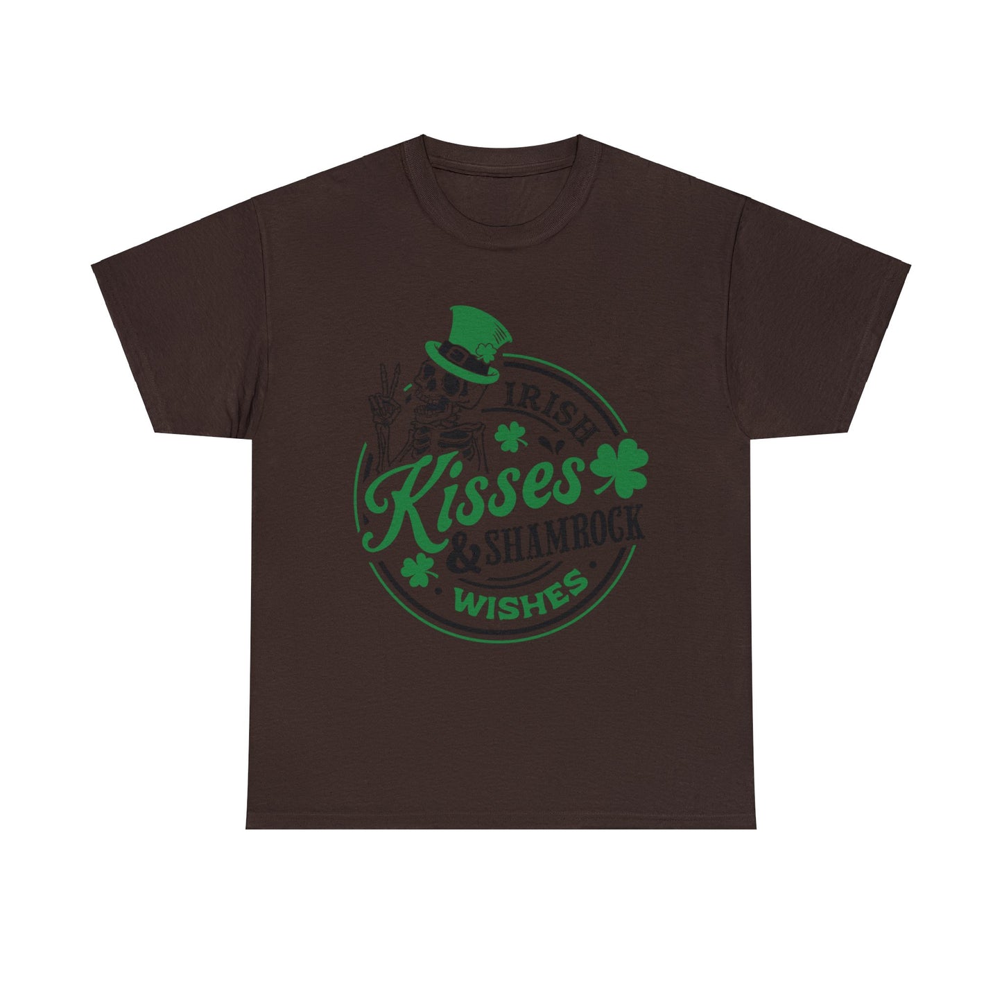 Irish Kisses & Shamrock Wishes - Unisex Heavy Cotton Tee