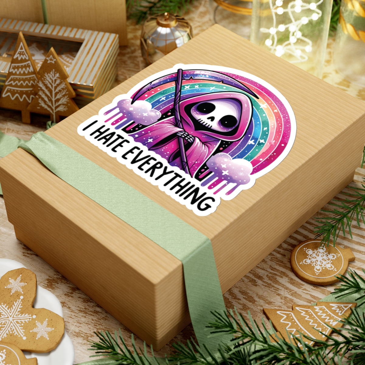 I Hate Everything Grim Reaper - Kiss-Cut Stickers