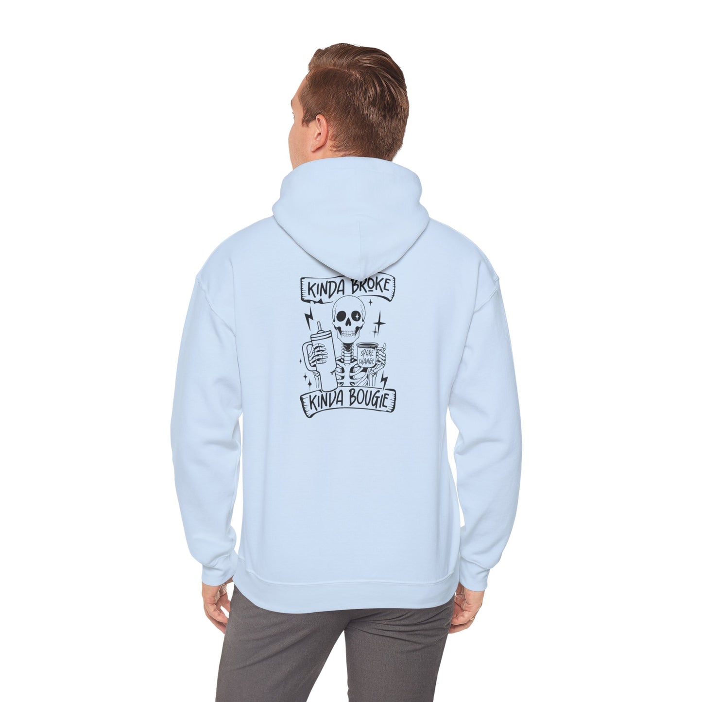 Kinda Broke Kinda Bougie - Black Lettering - Unisex Heavy Blend™ Hooded Sweatshirt