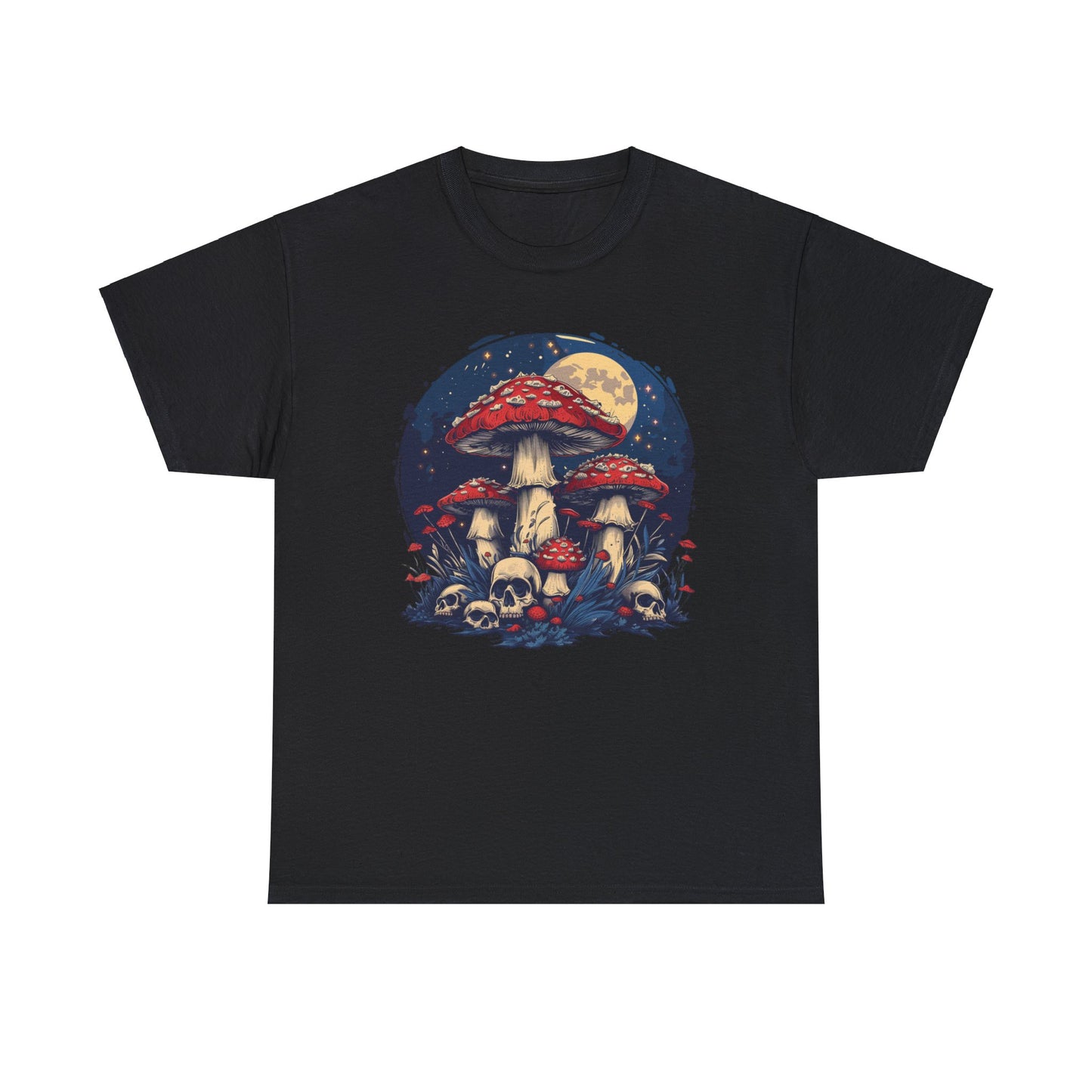 Mushrooms Skulls v.4 - Unisex Heavy Cotton Tee