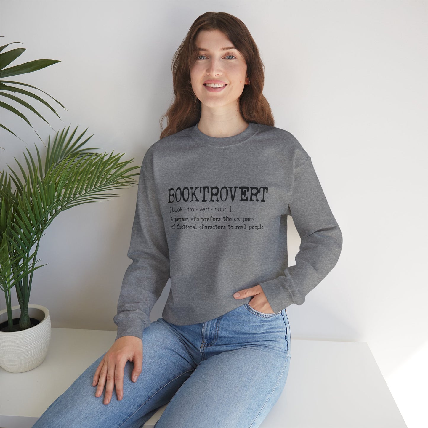 Booktrovert Black Text - Unisex Heavy Blend™ Crewneck Sweatshirt