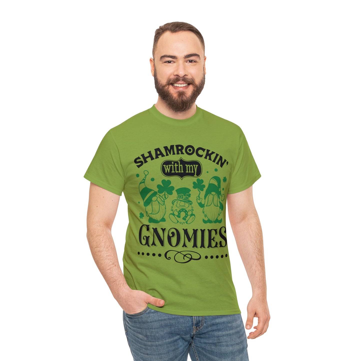 Shamrockin' With My Gnomies - Unisex Heavy Cotton Tee