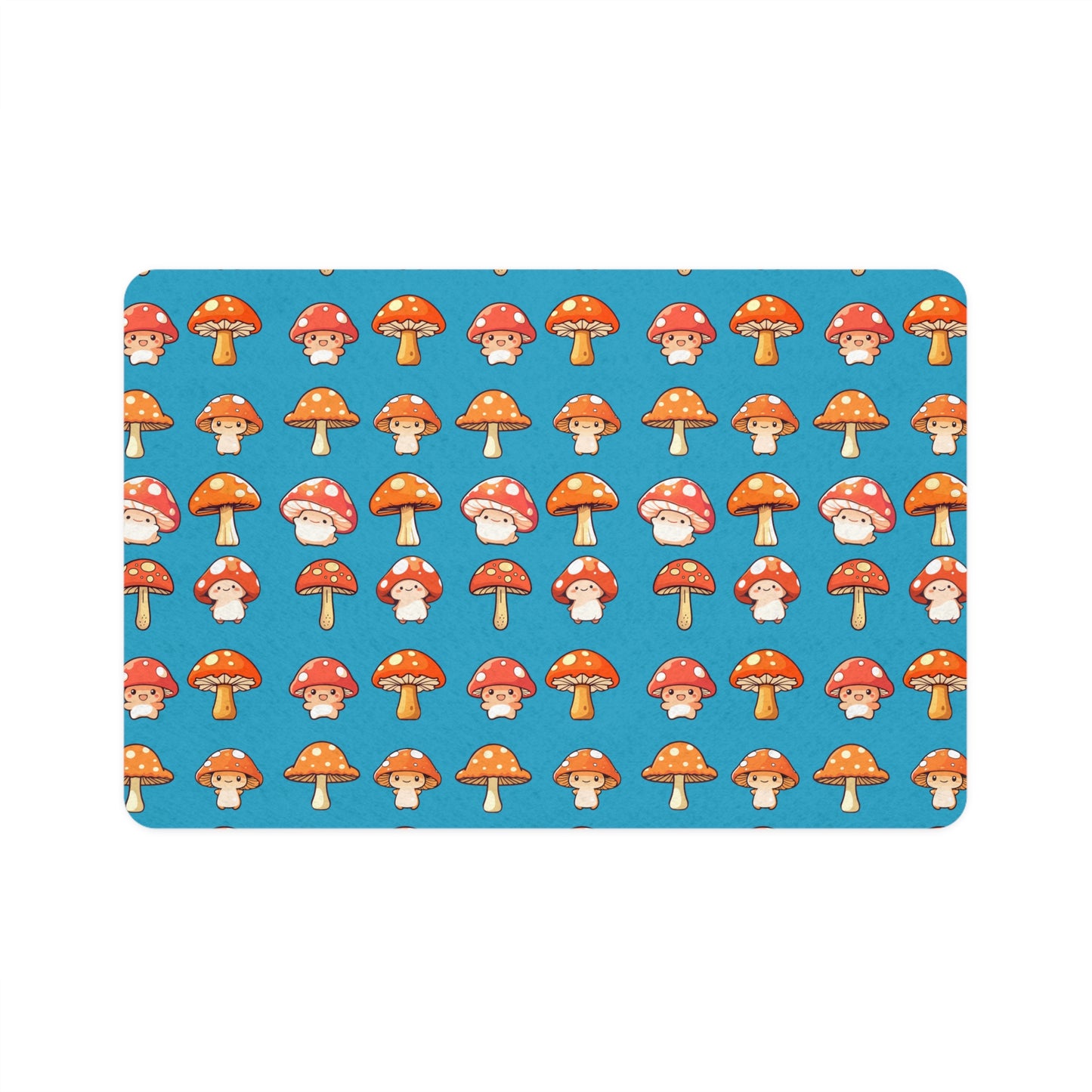 Blue Mushroom Print Pet Food Mat (12x18)