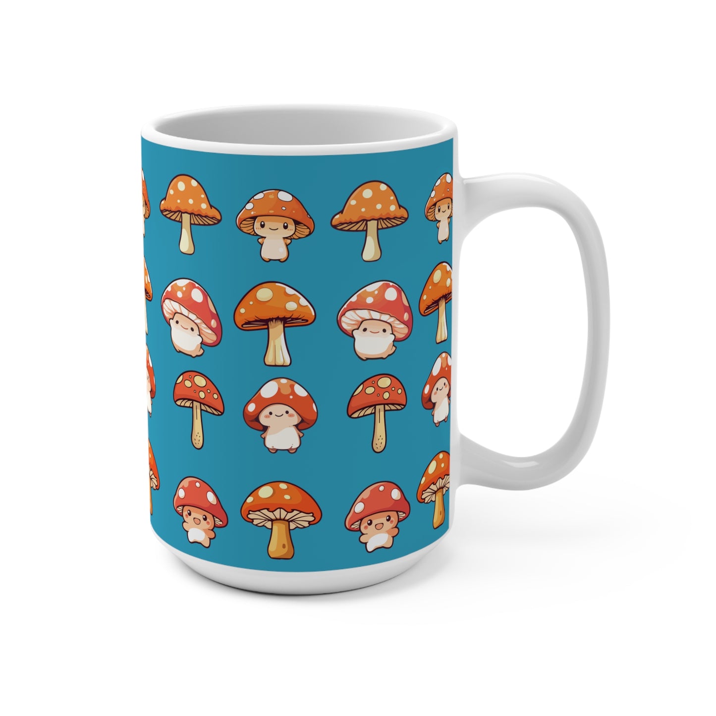 Mushroom Mug 15oz Blue on White