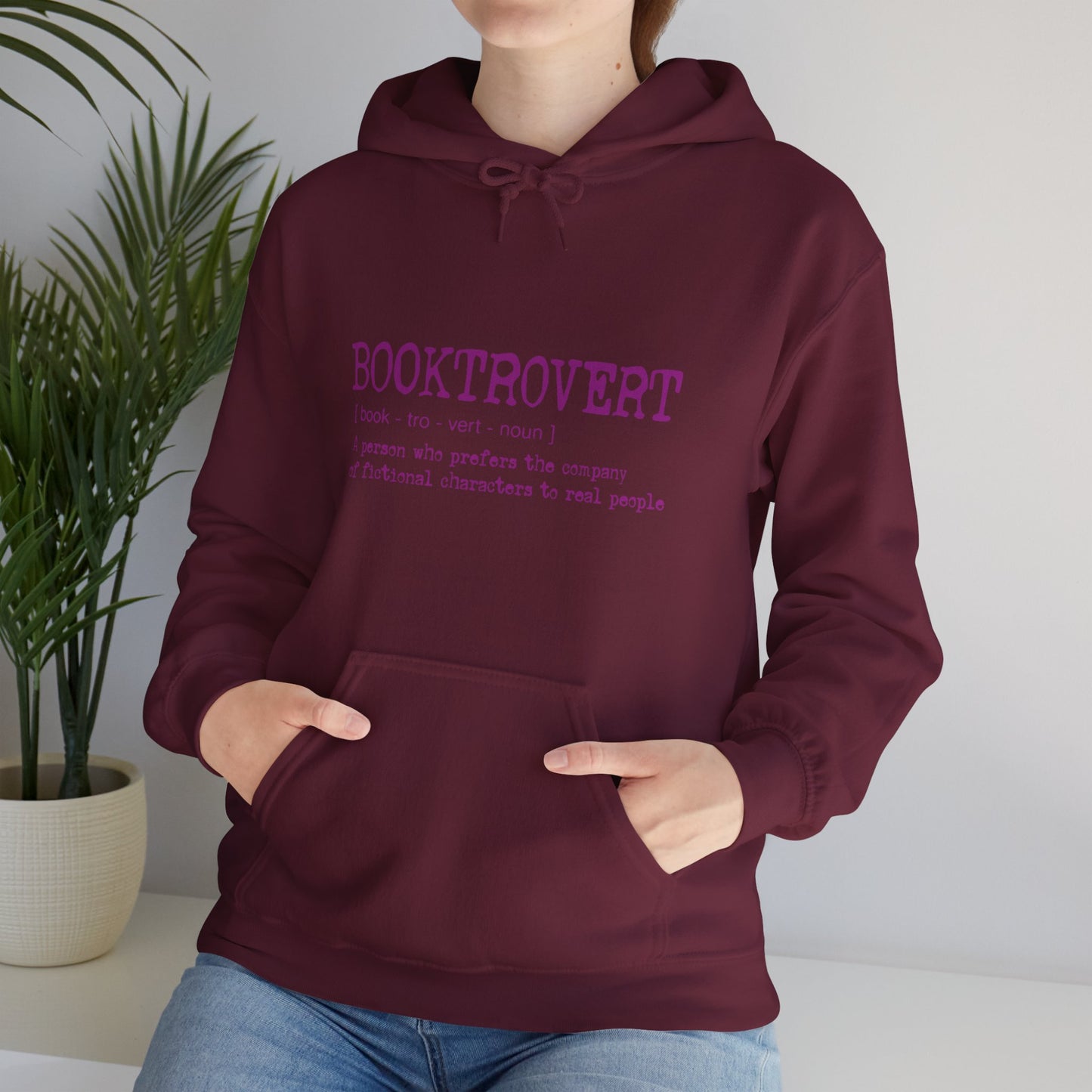 Booktrovert Hoody - Pink Text - Unisex Heavy Blend™ Hooded Sweatshirt