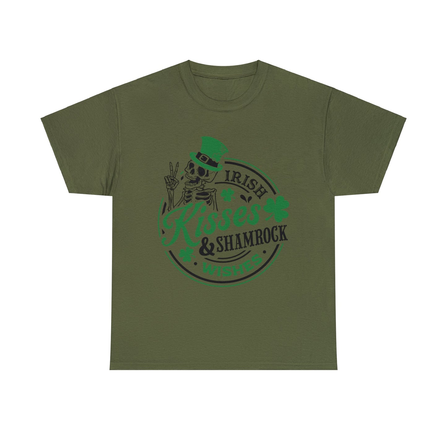 Irish Kisses & Shamrock Wishes - Unisex Heavy Cotton Tee