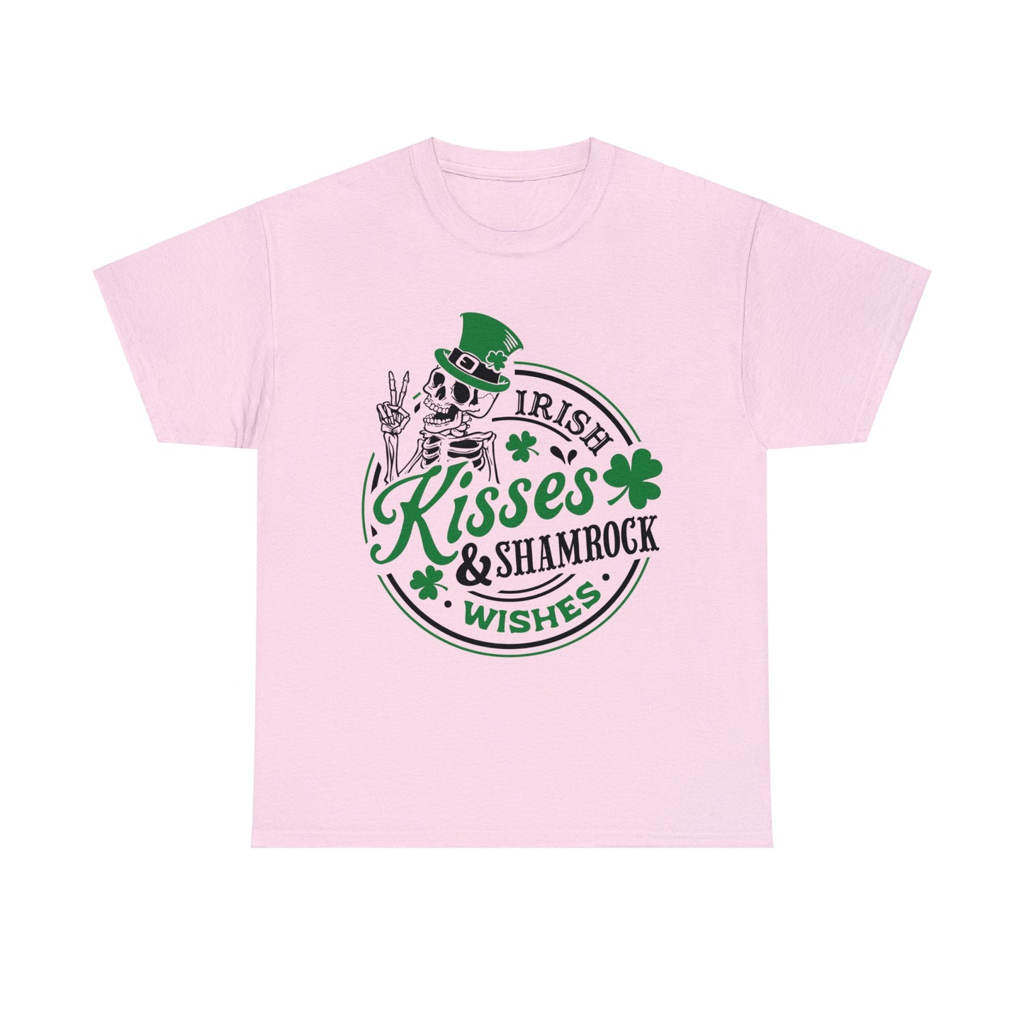 Irish Kisses & Shamrock Wishes - Unisex Heavy Cotton Tee