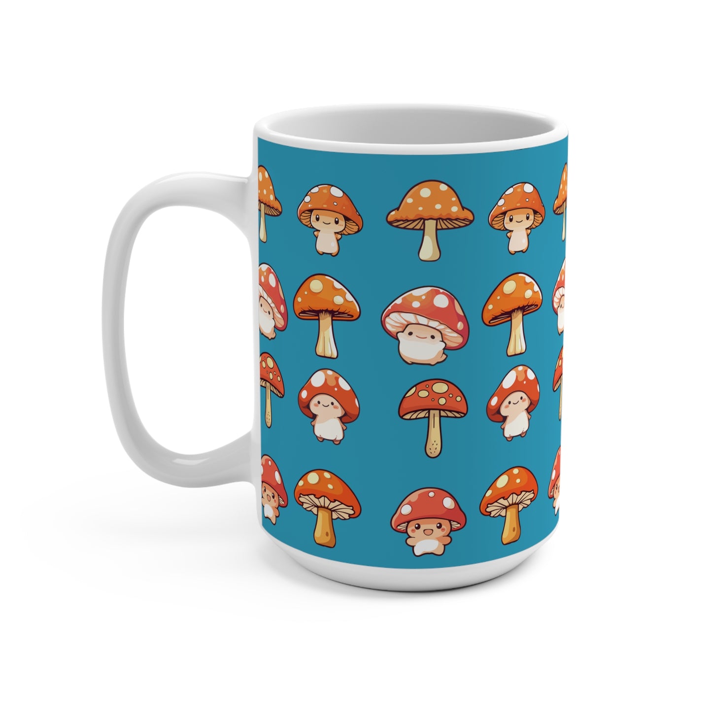 Mushroom Mug 15oz Blue on White