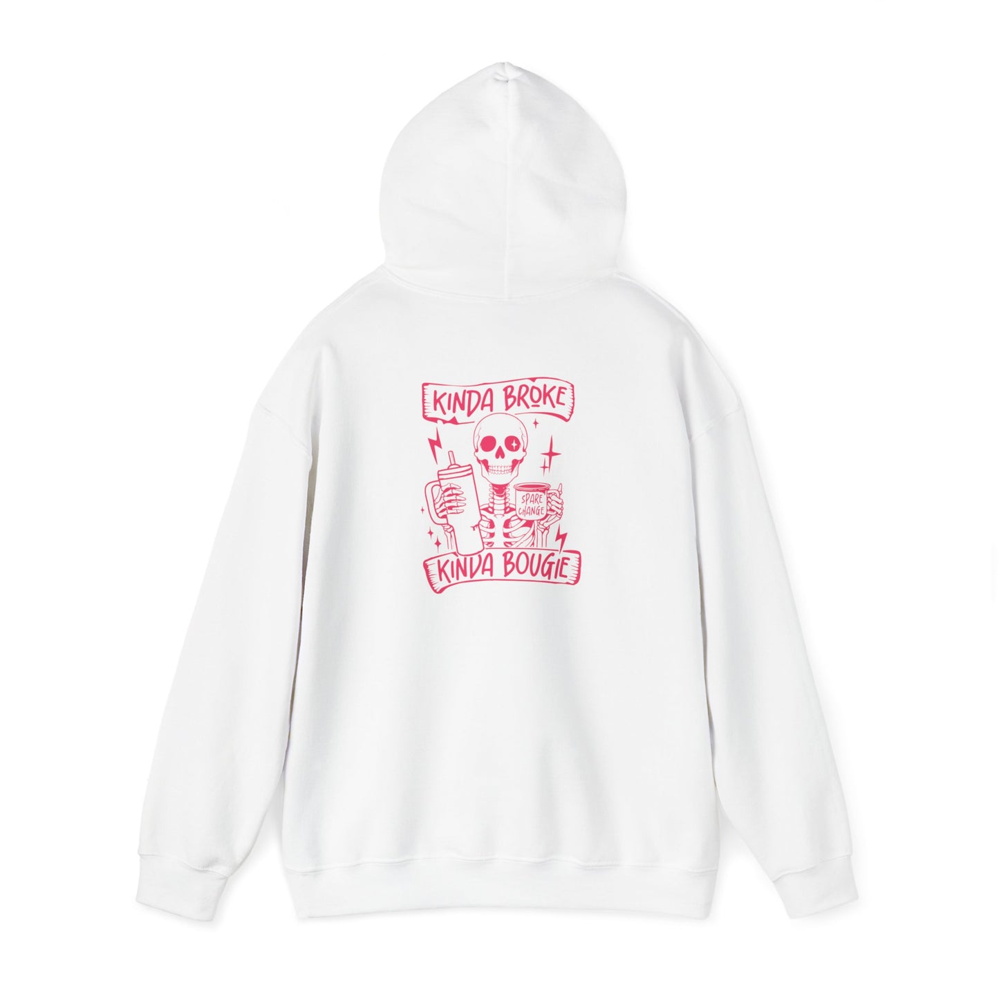 Kinda Broke Kinda Bougie - Pink Lettering - Unisex Heavy Blend™ Hooded Sweatshirt