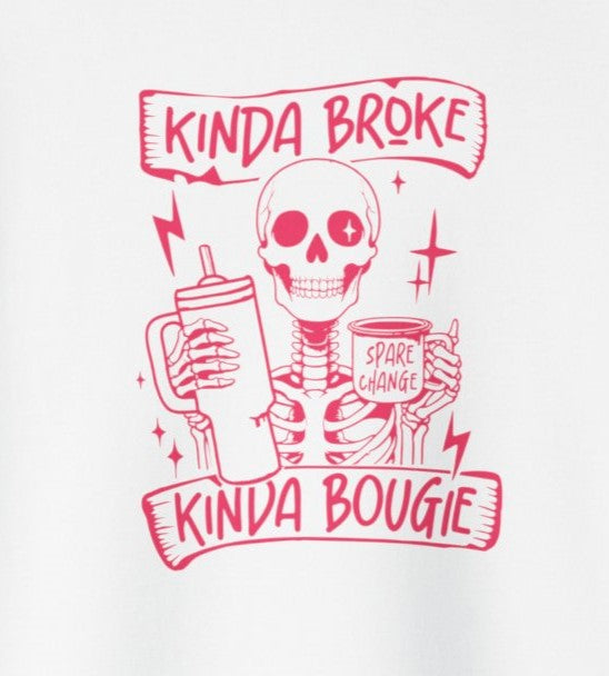 Kinda Broke Kinda Bougie - Pink Lettering - Unisex Heavy Blend™ Hooded Sweatshirt