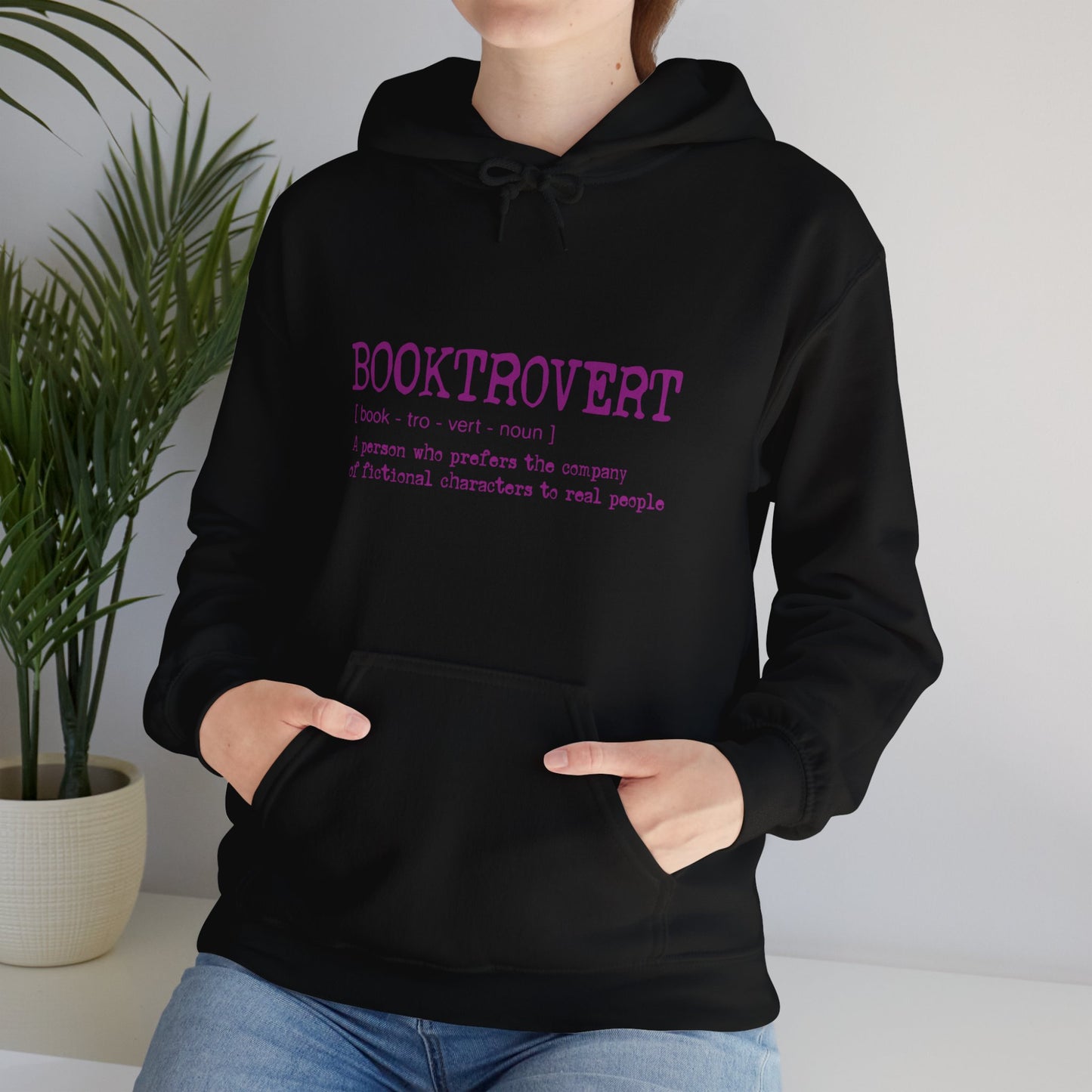 Booktrovert Hoody - Pink Text - Unisex Heavy Blend™ Hooded Sweatshirt