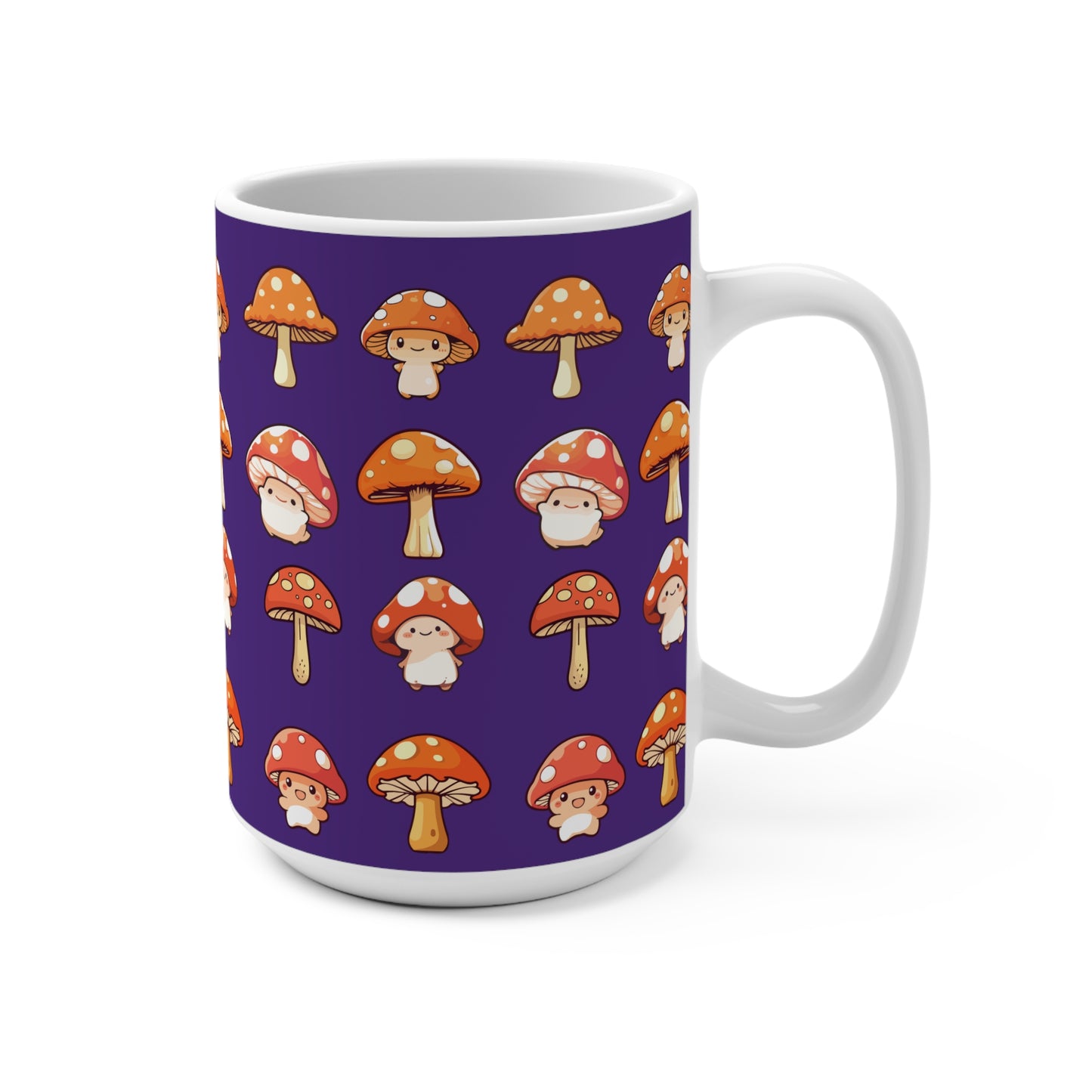 Mushroom Mug 15oz Purple on White