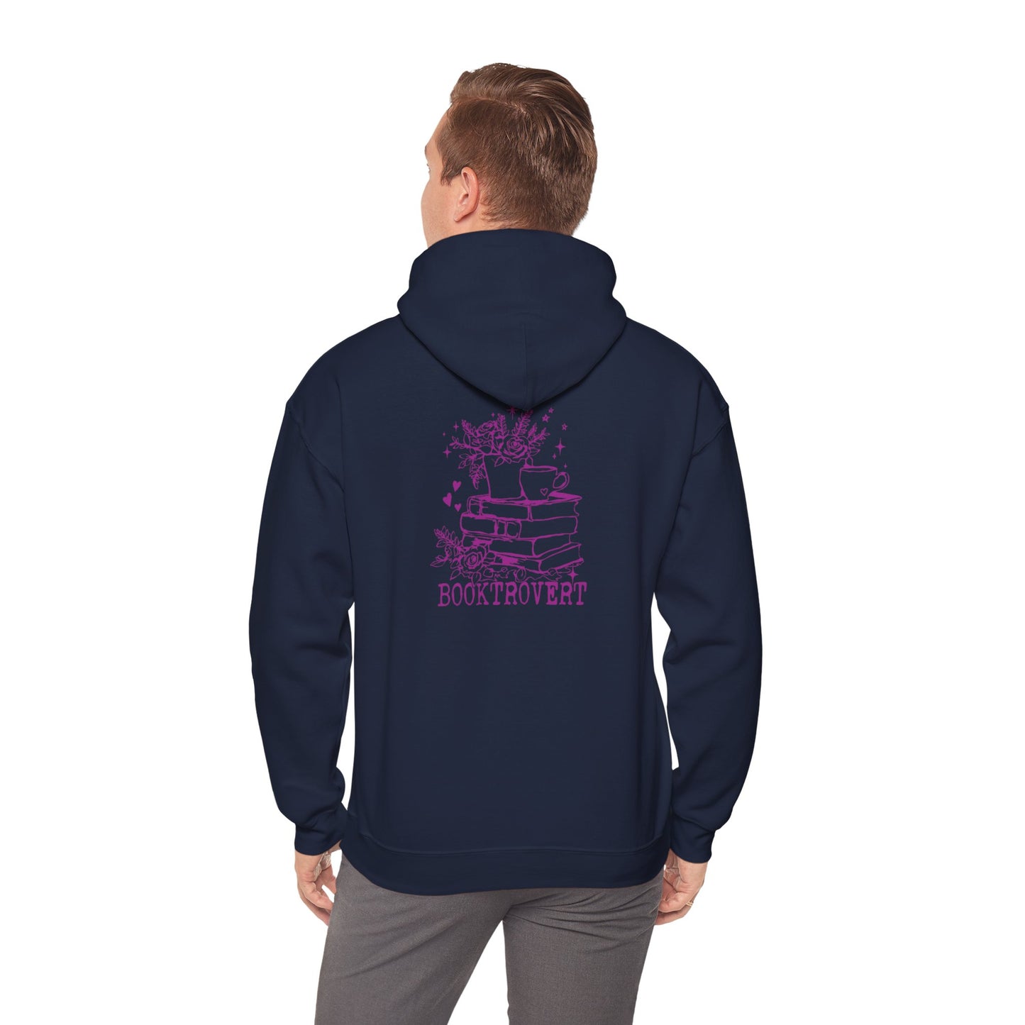 Booktrovert Hoody - Pink Text - Unisex Heavy Blend™ Hooded Sweatshirt