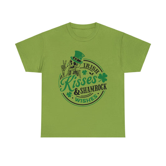 Irish Kisses & Shamrock Wishes - Unisex Heavy Cotton Tee