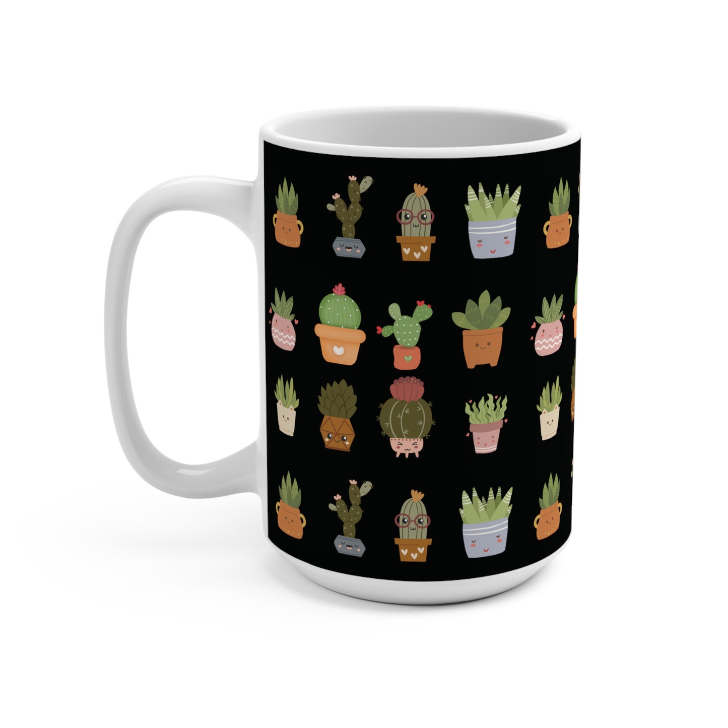 Plant Mug 15oz Black on White