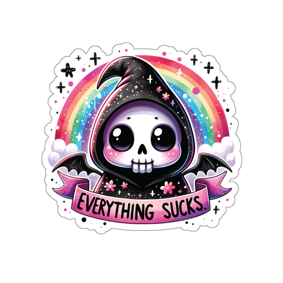 Everything Sucks Grim Reaper - Kiss-Cut Stickers