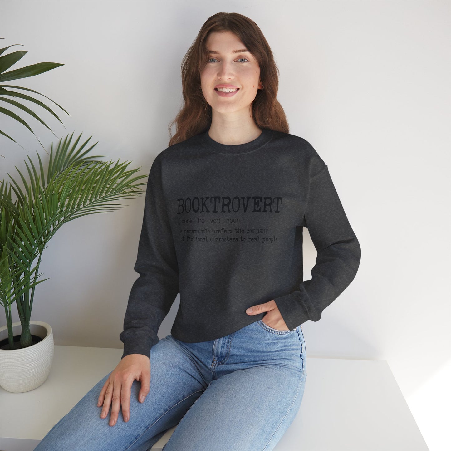 Booktrovert Black Text - Unisex Heavy Blend™ Crewneck Sweatshirt