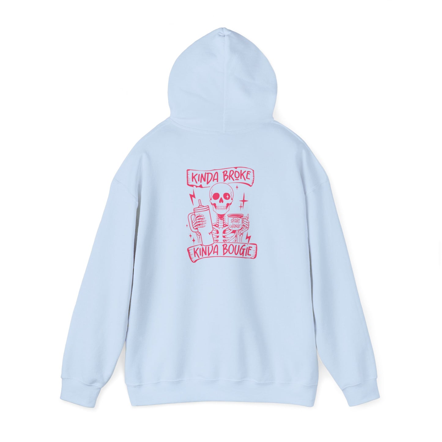 Kinda Broke Kinda Bougie - Pink Lettering - Unisex Heavy Blend™ Hooded Sweatshirt