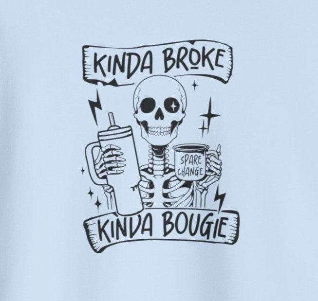 Kinda Broke Kinda Bougie - Black Lettering - Unisex Heavy Blend™ Hooded Sweatshirt