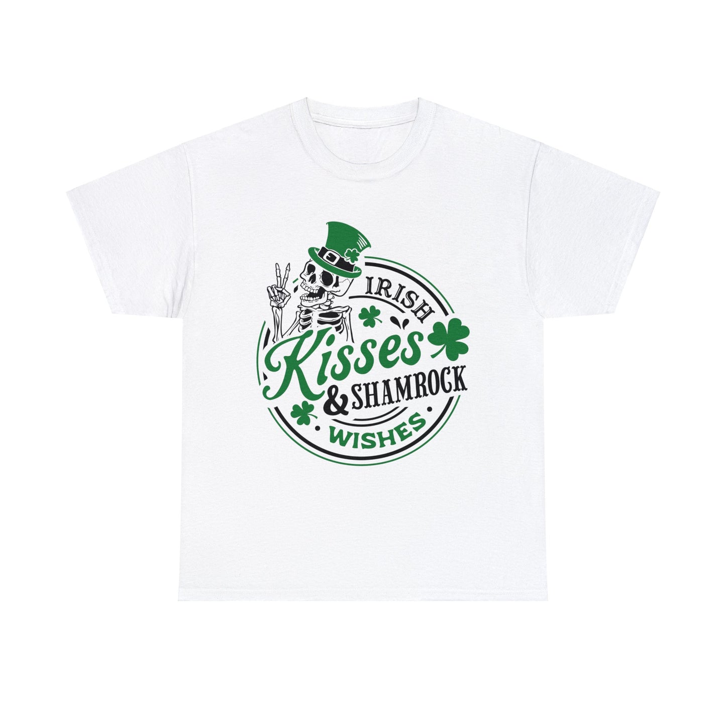 Irish Kisses & Shamrock Wishes - Unisex Heavy Cotton Tee