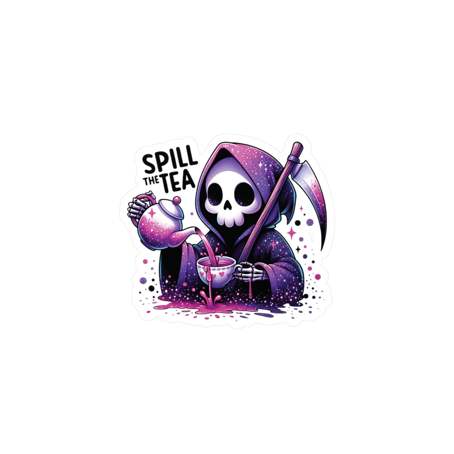 Spill The Tea Grim Reaper - Kiss-Cut Vinyl Decals