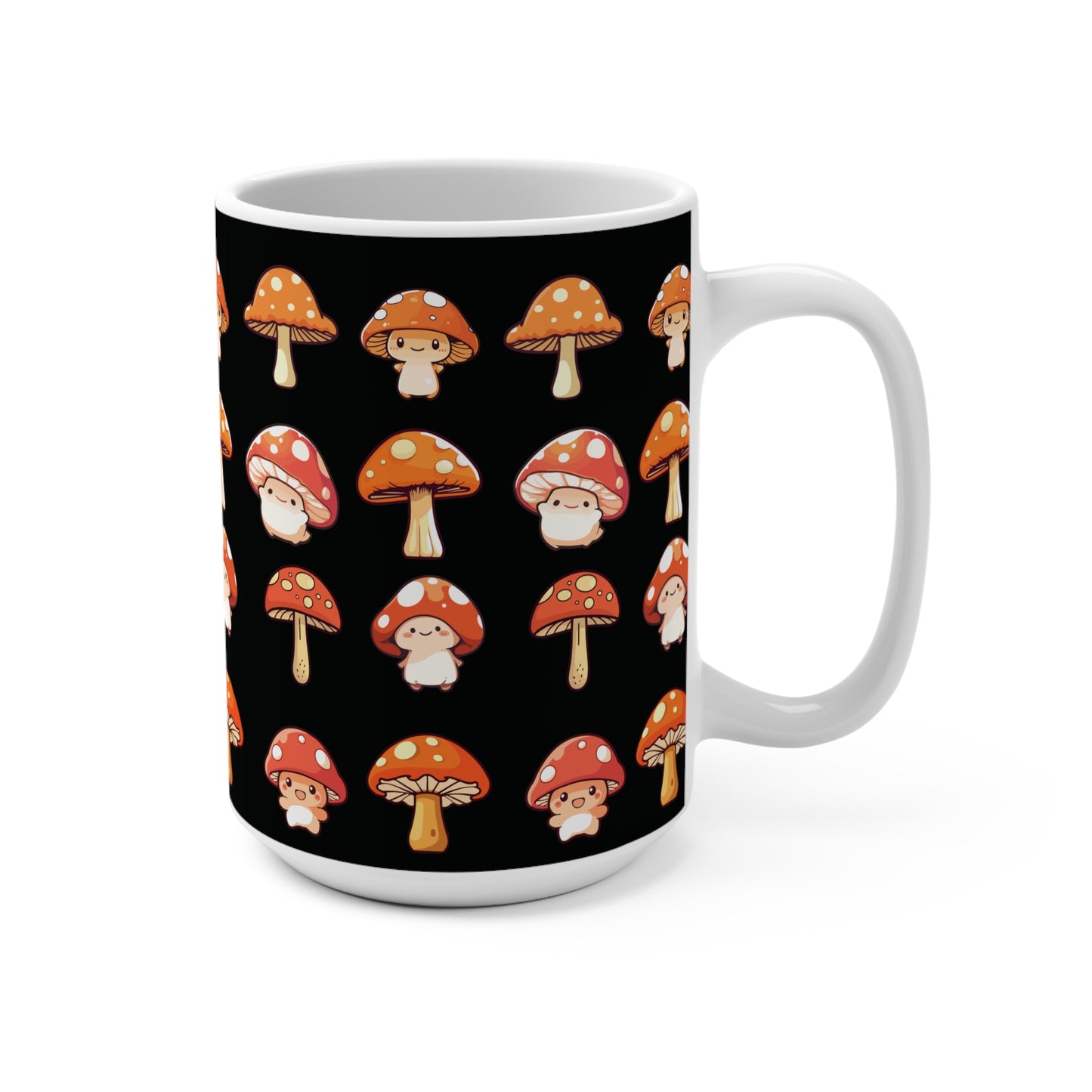 Mushroom Mug 15oz Black on White