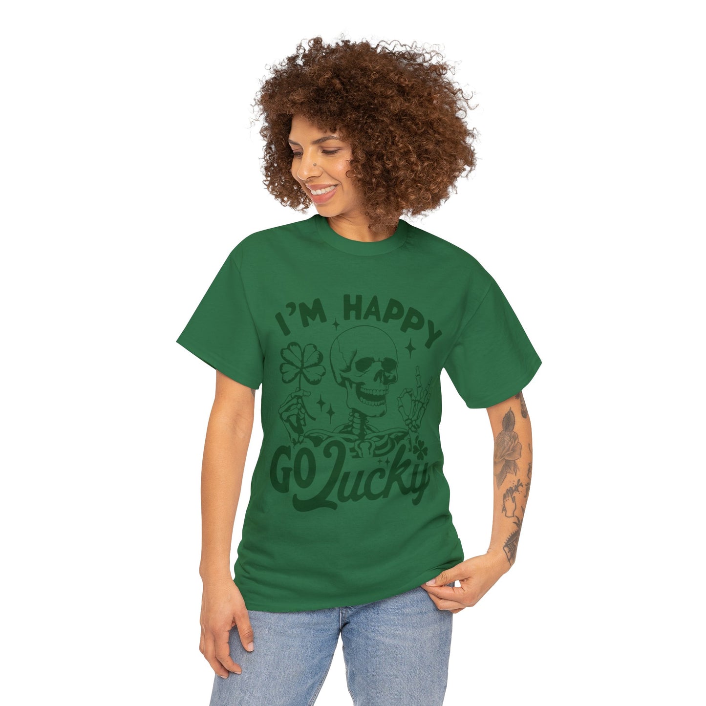 Happy Go Lucky- Unisex Heavy Cotton Tee