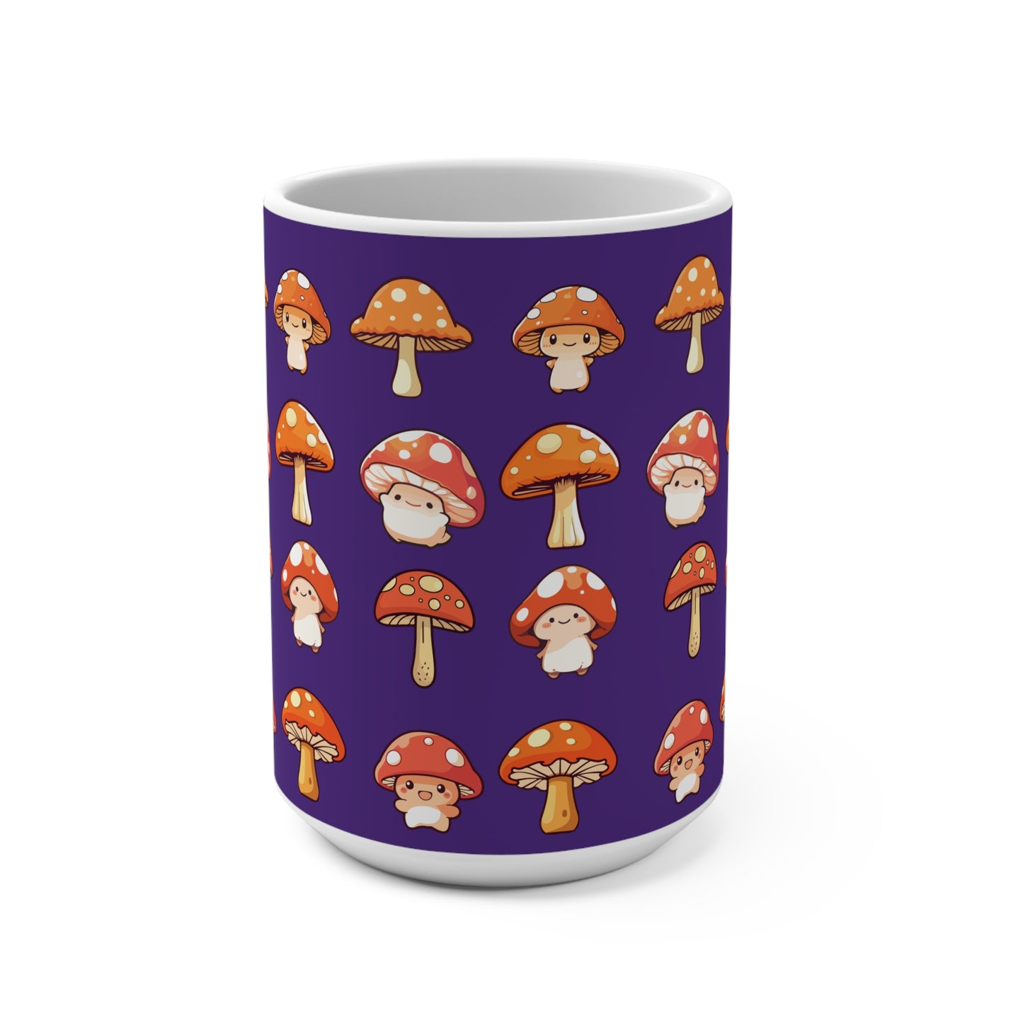 Mushroom Mug 15oz Purple on White