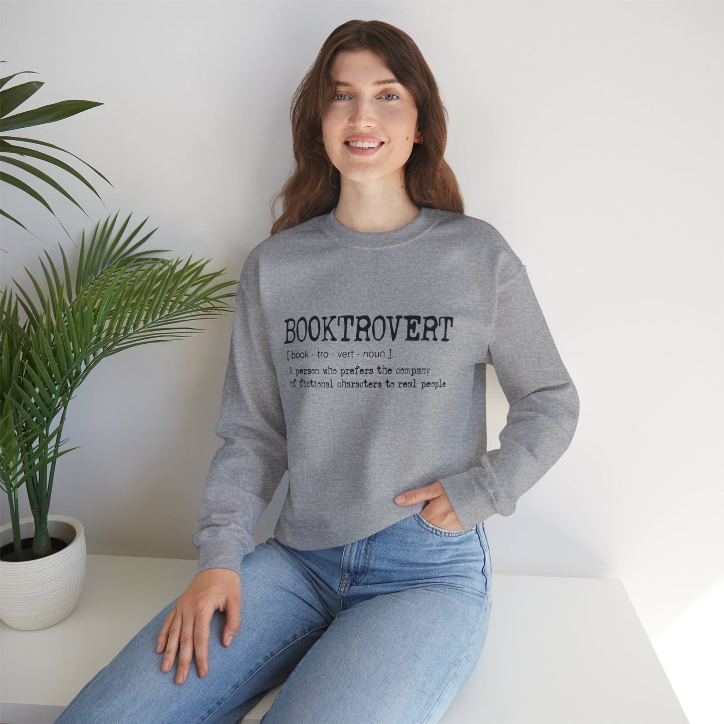 Booktrovert Black Text - Unisex Heavy Blend™ Crewneck Sweatshirt