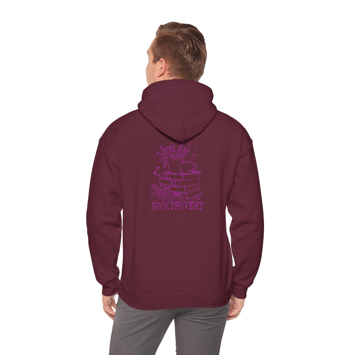 Booktrovert Hoody - Pink Text - Unisex Heavy Blend™ Hooded Sweatshirt