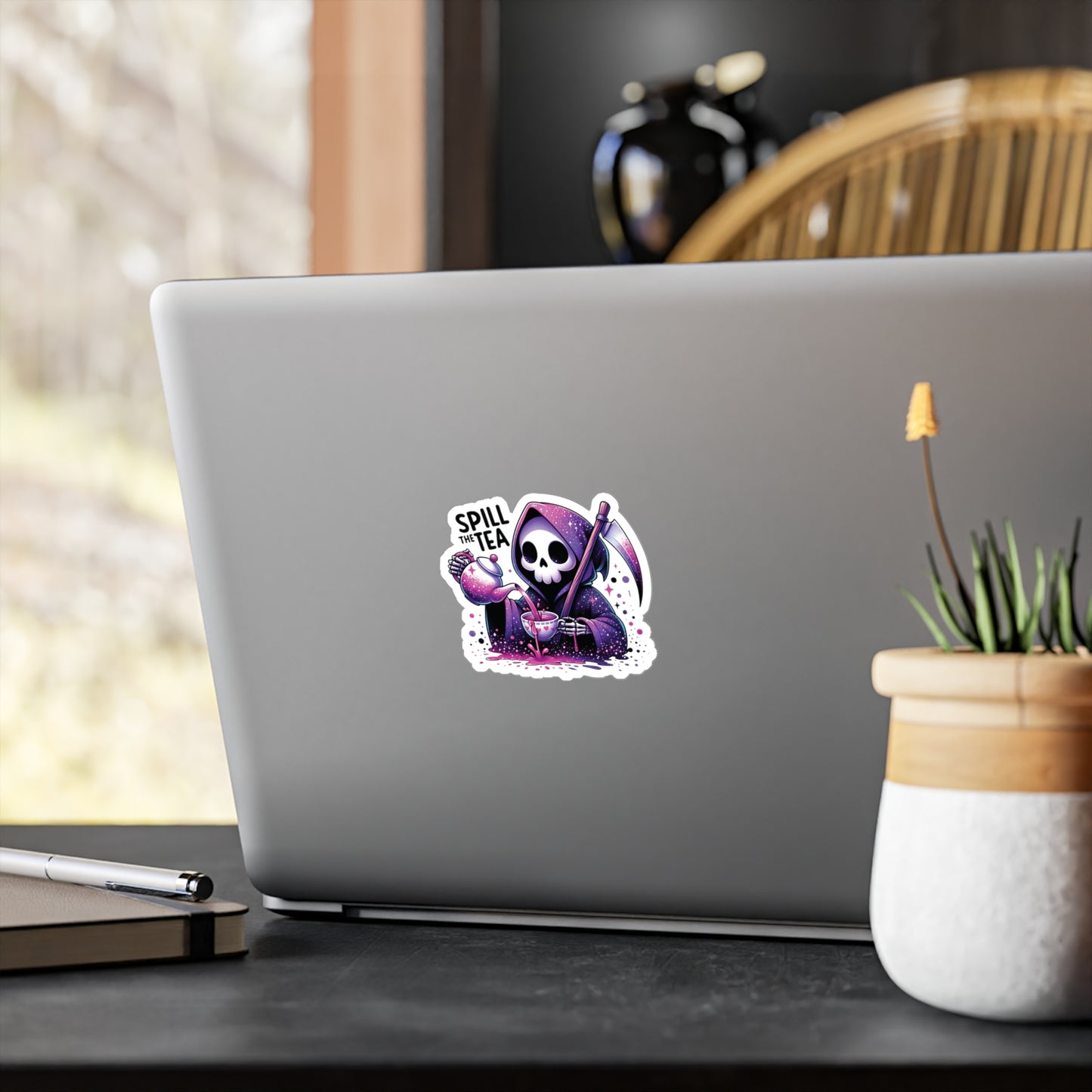 Spill The Tea Grim Reaper - Kiss-Cut Vinyl Decals