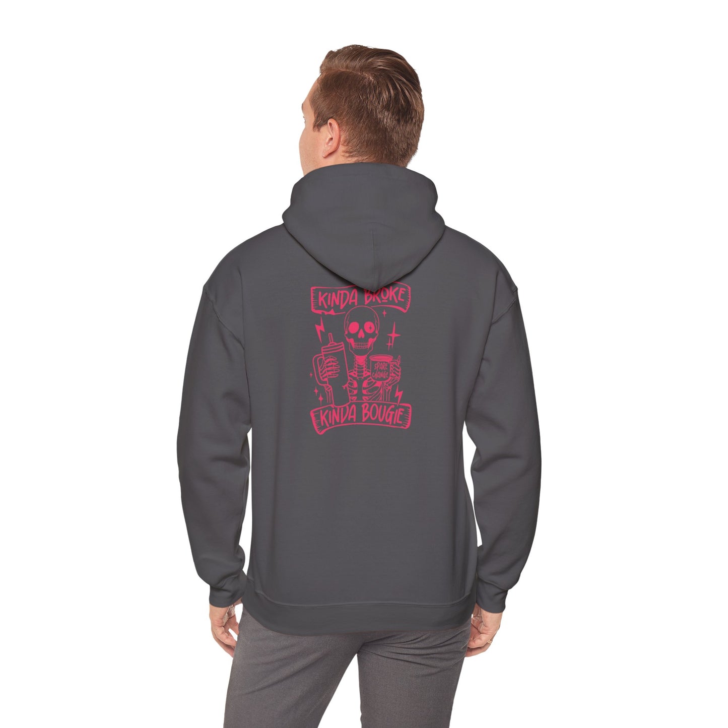 Kinda Broke Kinda Bougie - Pink Lettering - Unisex Heavy Blend™ Hooded Sweatshirt