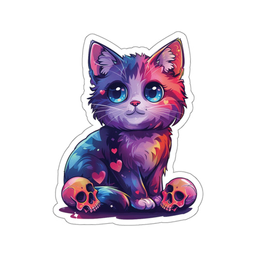 Cat and Skulls v2 - Kiss-Cut Stickers