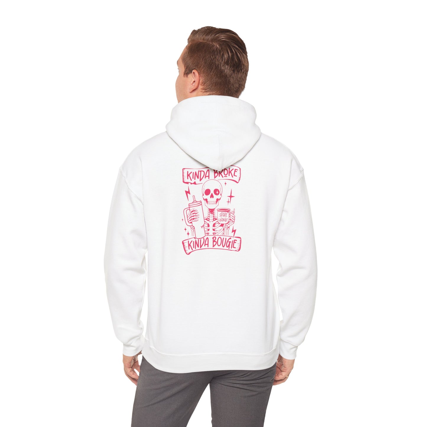 Kinda Broke Kinda Bougie - Pink Lettering - Unisex Heavy Blend™ Hooded Sweatshirt