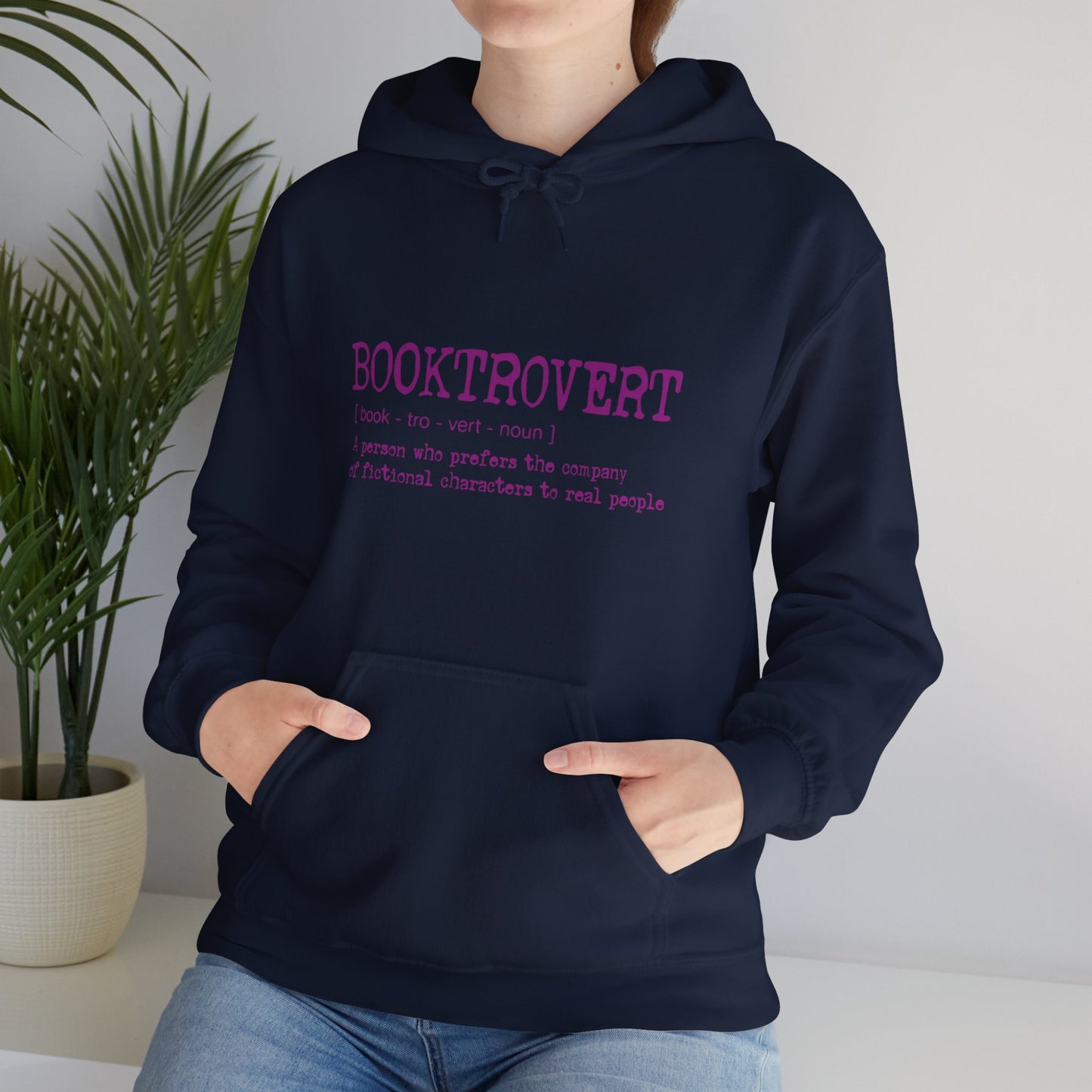 Booktrovert Hoody - Pink Text - Unisex Heavy Blend™ Hooded Sweatshirt