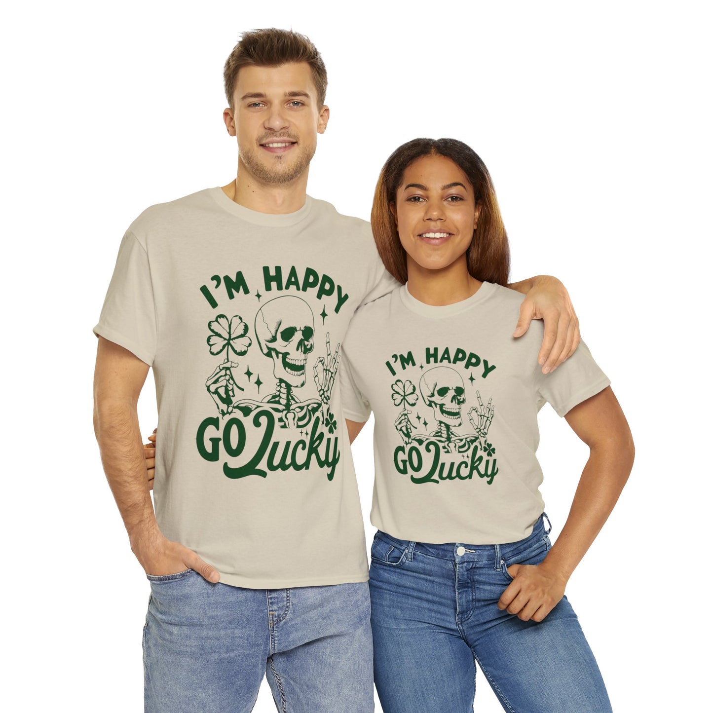 Happy Go Lucky- Unisex Heavy Cotton Tee