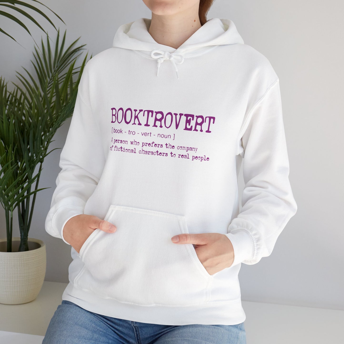 Booktrovert Hoody - Pink Text - Unisex Heavy Blend™ Hooded Sweatshirt