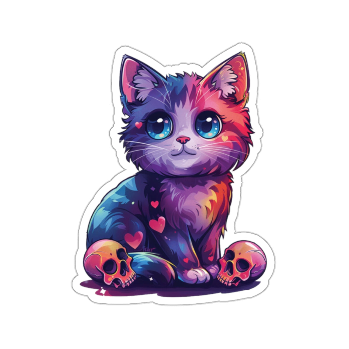 Cat and Skulls v2 - Kiss-Cut Stickers