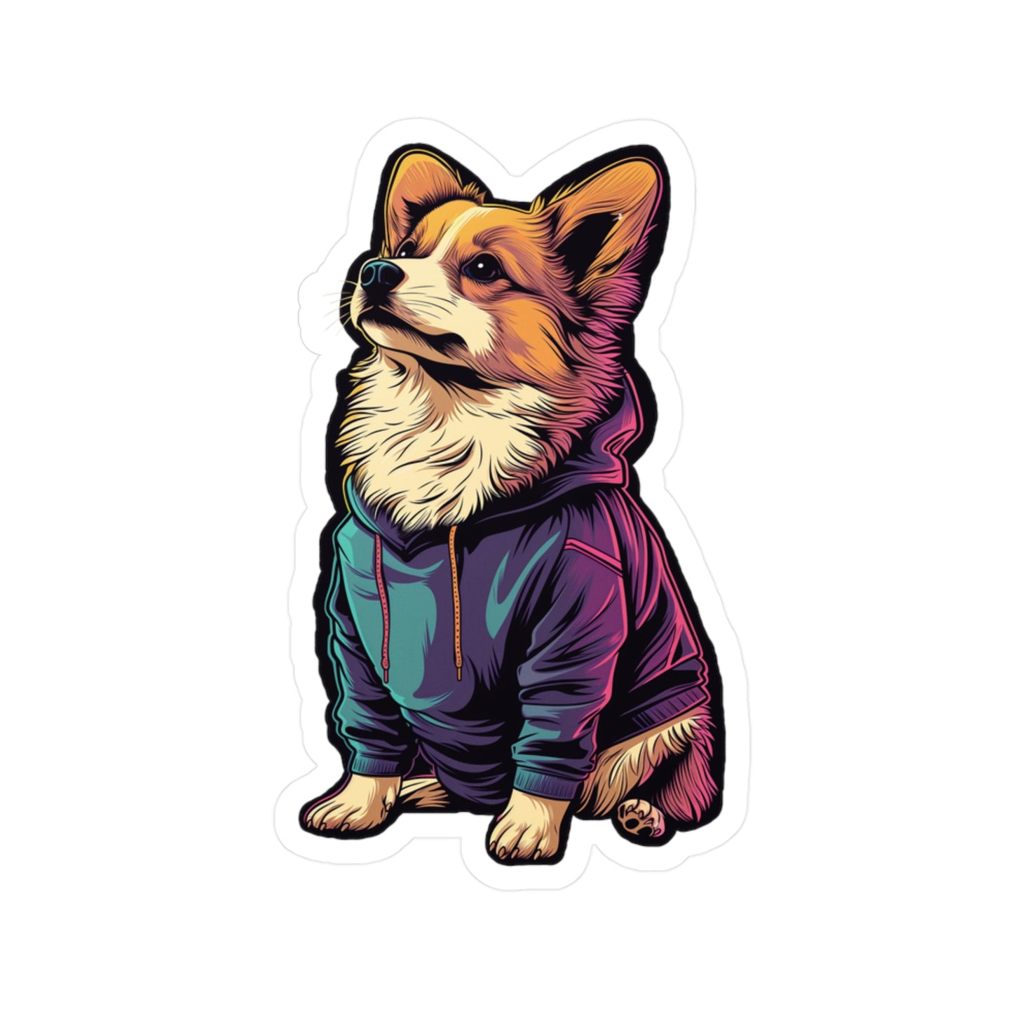 Corgi In Hoodie - Kiss-Cut Vinyl Decals