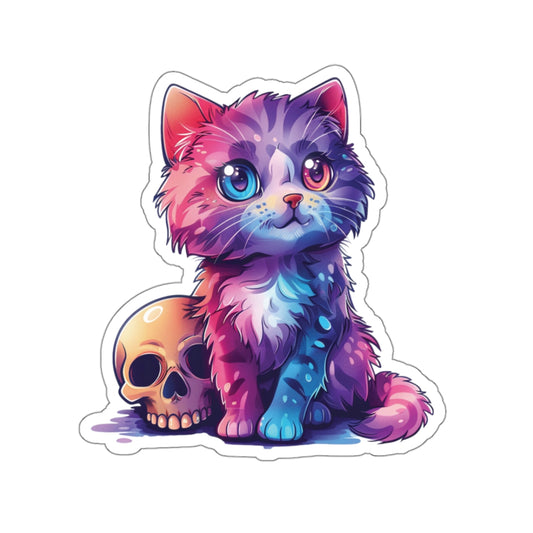 Cat and Skull v.1 Kiss-Cut Stickers