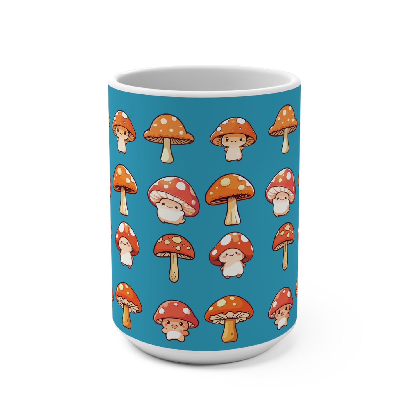 Mushroom Mug 15oz Blue on White