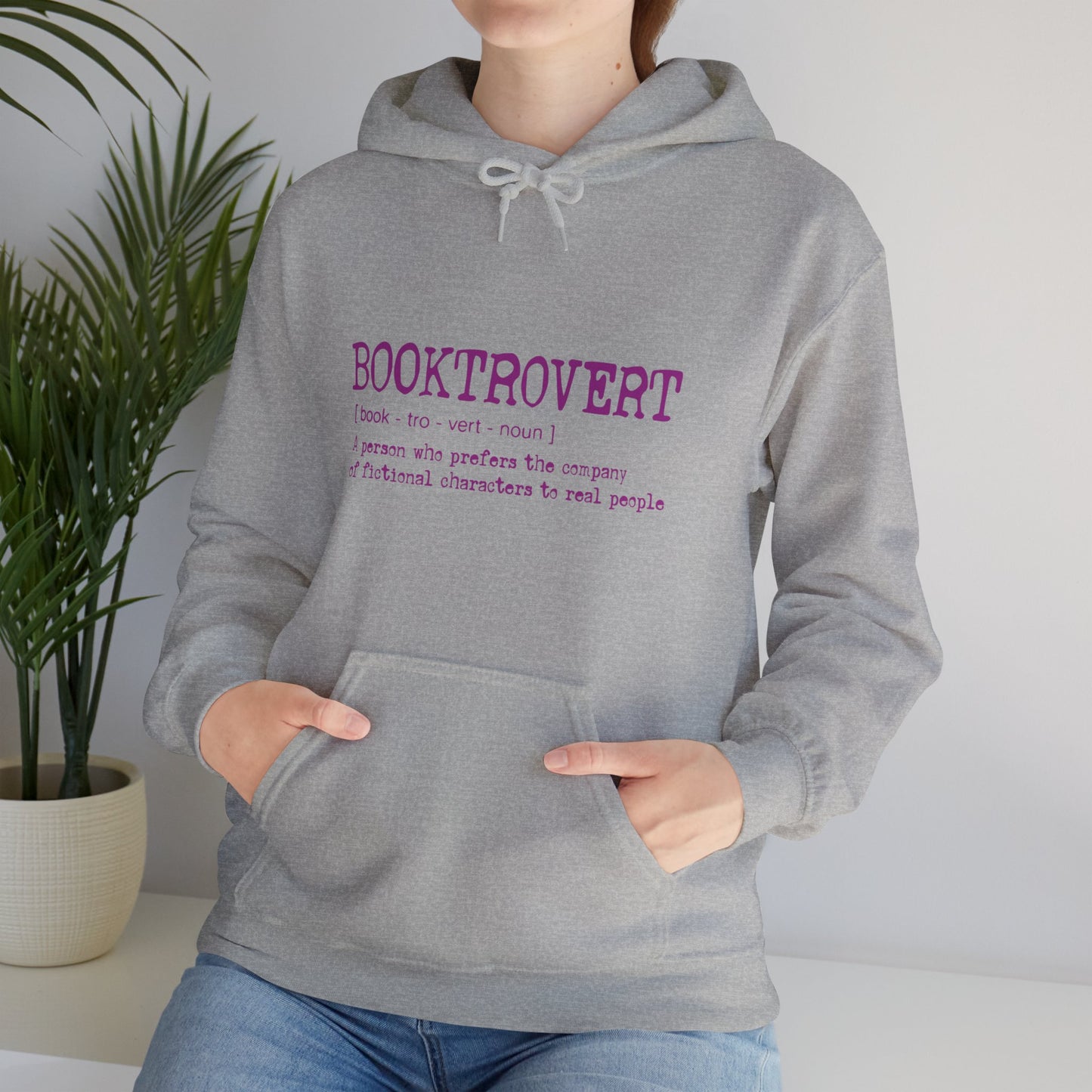 Booktrovert Hoody - Pink Text - Unisex Heavy Blend™ Hooded Sweatshirt