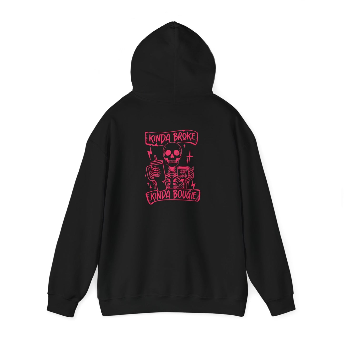 Kinda Broke Kinda Bougie - Pink Lettering - Unisex Heavy Blend™ Hooded Sweatshirt